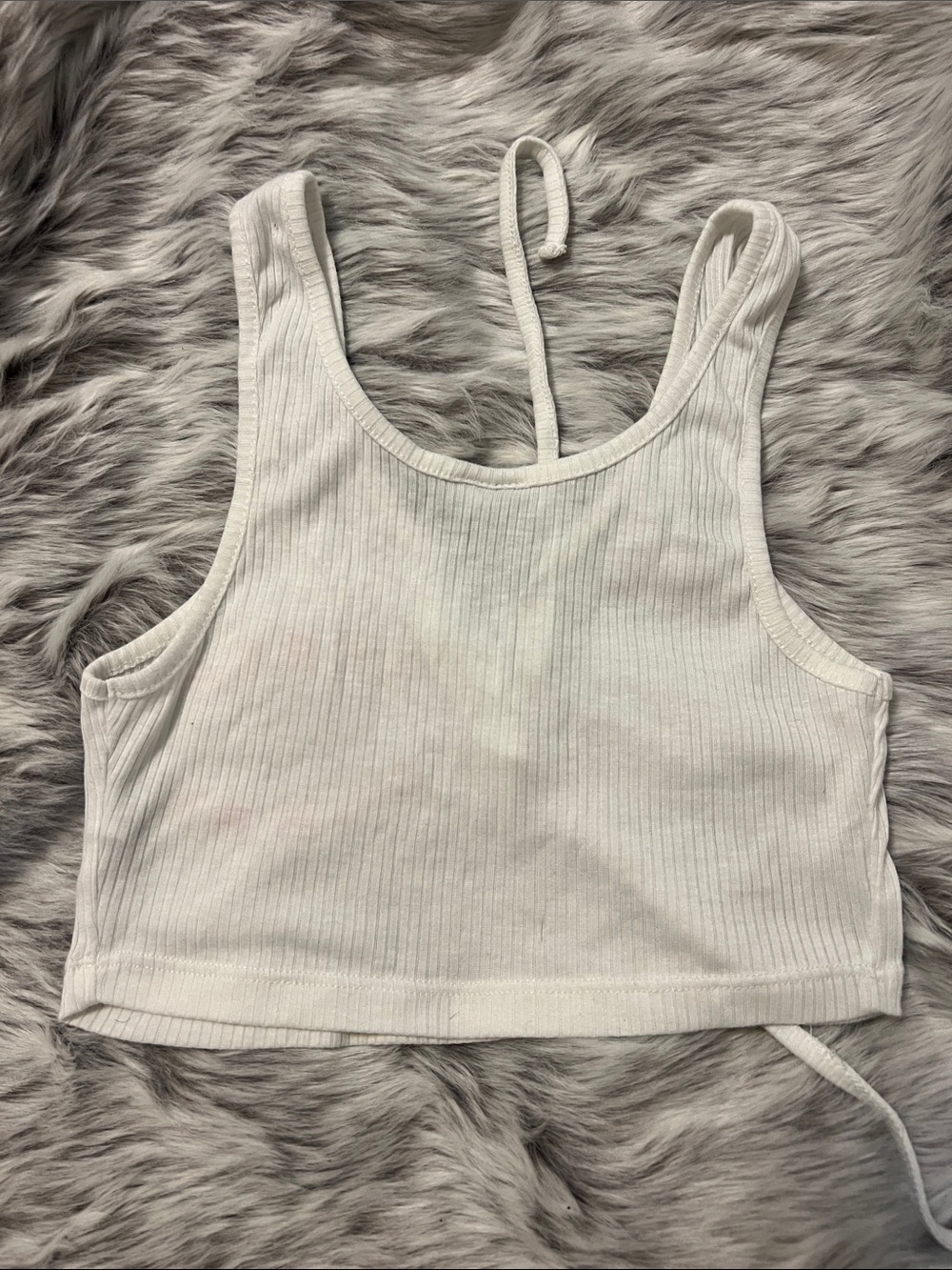 ASOS White Ribbed Lace-Up Crop Top with Red "Beach Bunny" Print - Picture 4 of 5